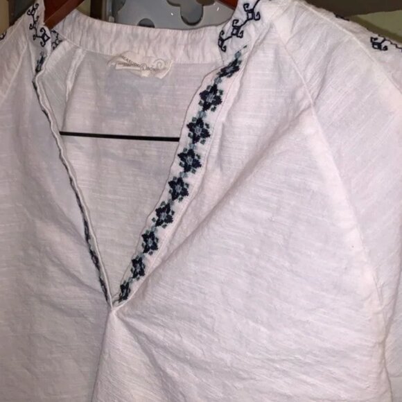Treasure & Bond White V-Neck Boho Embroidered‎ Long Sleeve Top Small NWT - Picture 4 of 6